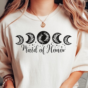 Moon Maid of Honor Shirt, Mystic Bachelorette Party and Wedding Shirt, Boho Vintage Gift for Maid of Honor, Celestial Maid of Honor, Wedding