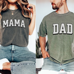 Comfort Color, Mama, Dad, Couples Shirt, Vintage Gift for Dad, Gift for Mom, Dad to be Gift, Pregnancy Reveal Tee, Matching Shirt