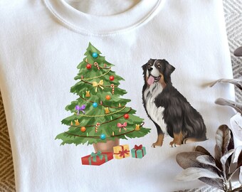 Bernese Mountain Dog Sweatshirt, custom dog sweatshirt, christmas crewneck sweater, dog mom womens sweatshirt, Dog dad sweatshirt, Holiday