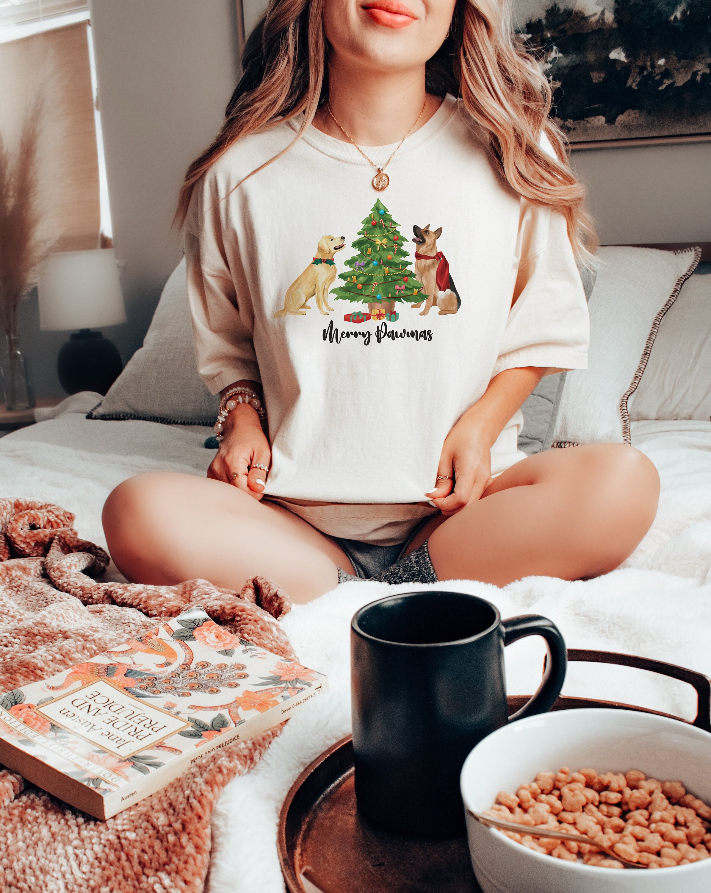 Custom Christmas Dogs Comfort Colors Shirt, Personalized Dog Mom Tee, Dogs T-Shirt, Christmas Shirt, Christmas Dogs Shirt, Dog Owner Gift