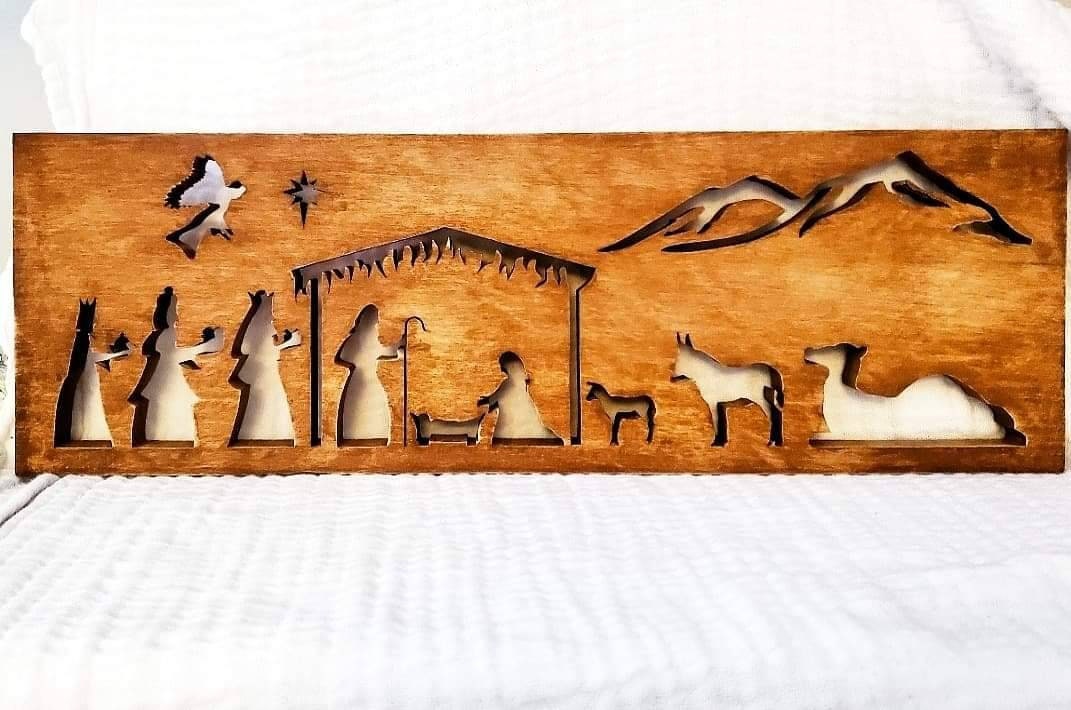 Nativity scene Christmas decor scroll saw art hand made Etsy