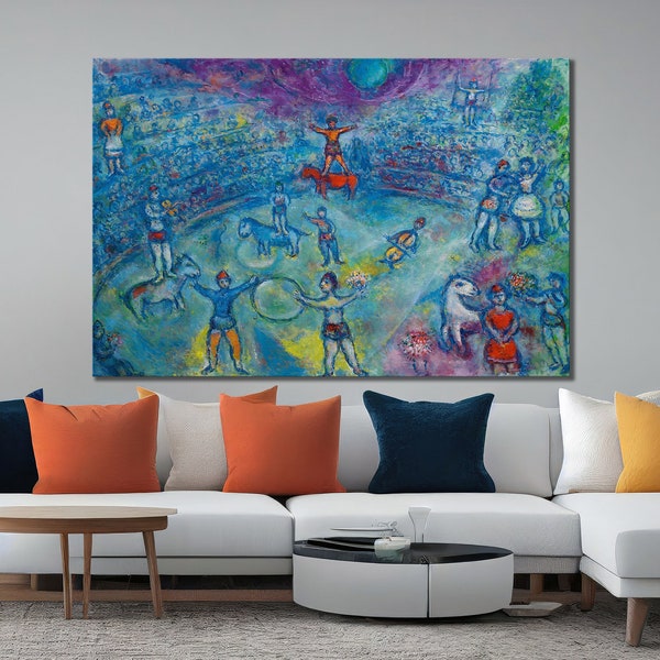 Scène de cirque, peinture à l'huile, reproduction sur toile de Marc Chagall, art classique, grand art mural moderne pour décoration de salon, art de Chagall