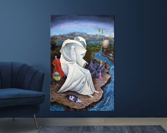 Temptation of St. Anthony Painting Print Surrealistic Art Print Leonora Carrington Canvas Inspirational Living Room Wall Art Religious Art