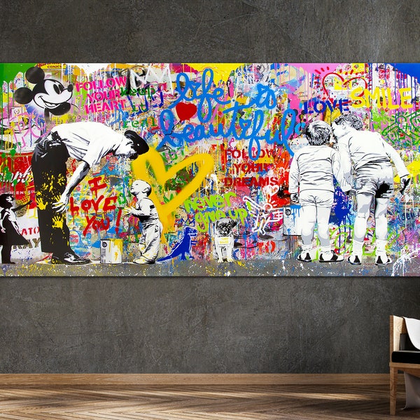 Pop Wall Street Graffiti Leinwand Gehirnwäsche Kunstdruck Moderne Kunst Dekor Große Leinwand Druck Wohnzimmer Wandkunst Urban Art Dekor Banksy Leinwand