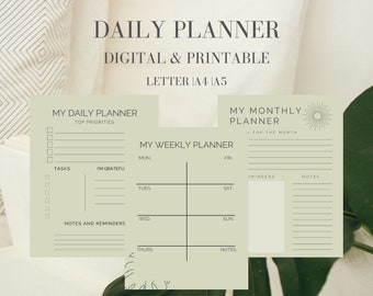 Daily Planner, Personal Planner, Minimalist Planner, Printable Planner, Digital Daily Planner, Daily Planner 2020, Undated Planner
