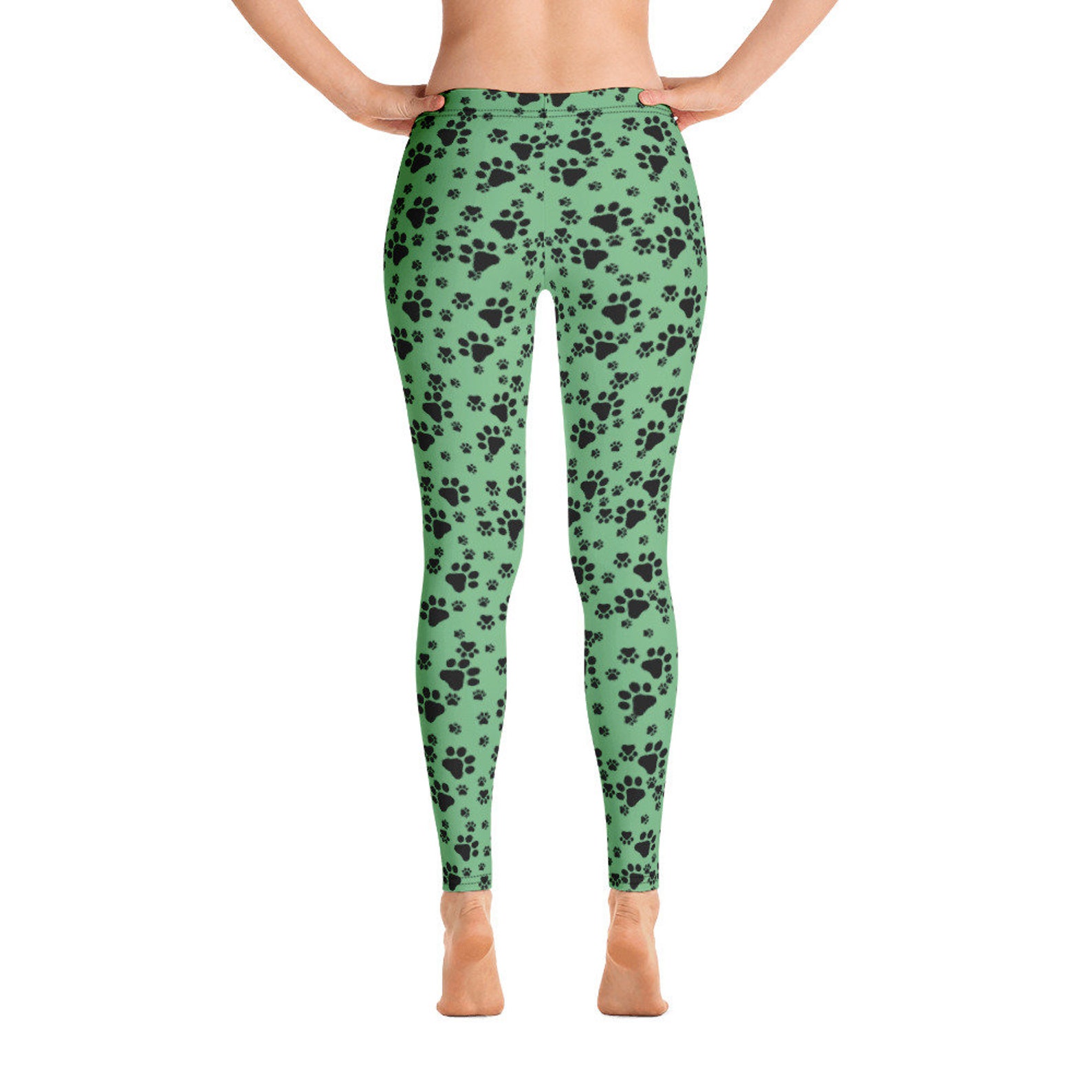 Paw Print Leggings Green Leggings Dog lover leggings Pet Etsy