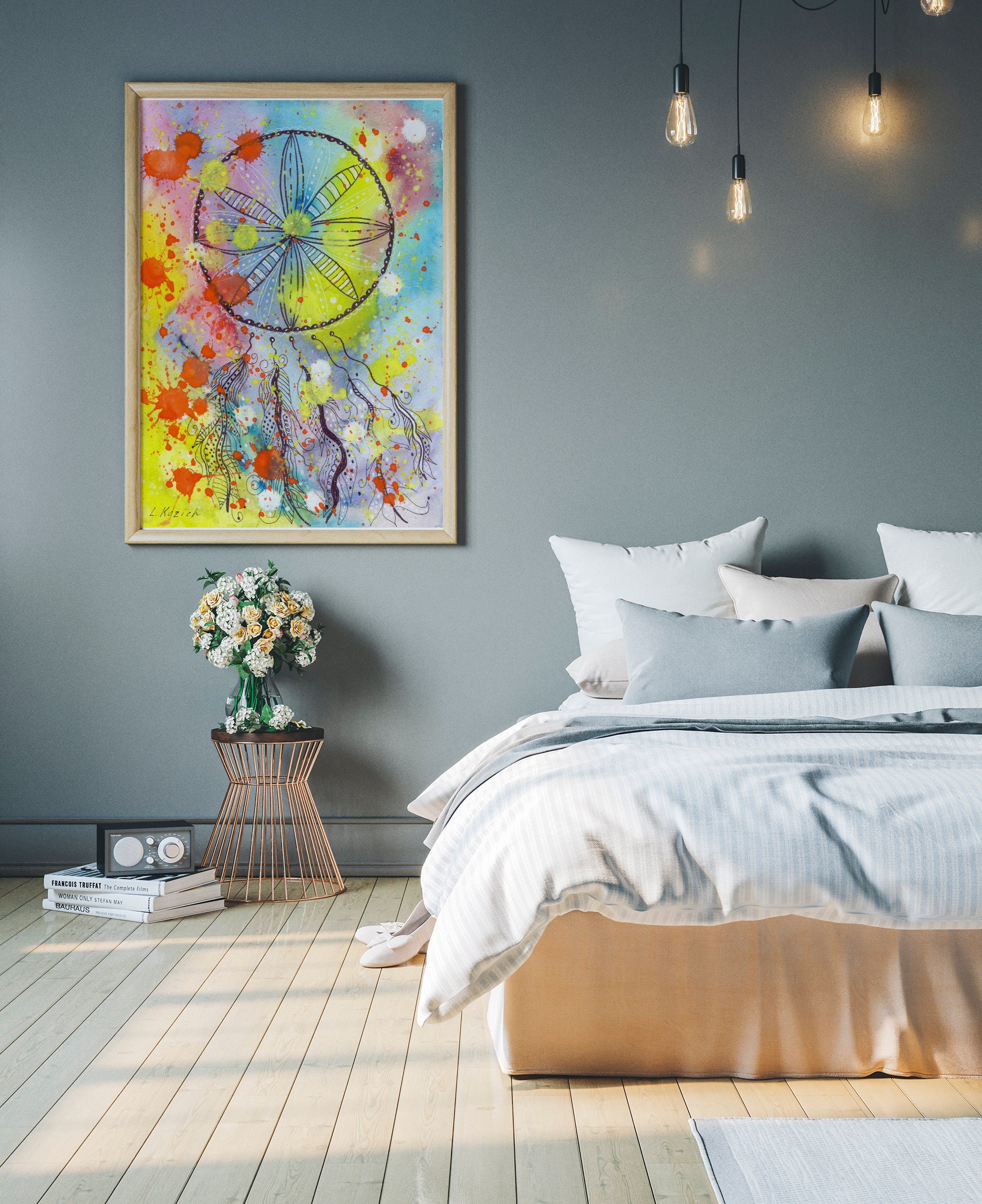 Schlafzimmer-Wand-Kunst über dem Bett original-Gemälde | Etsy