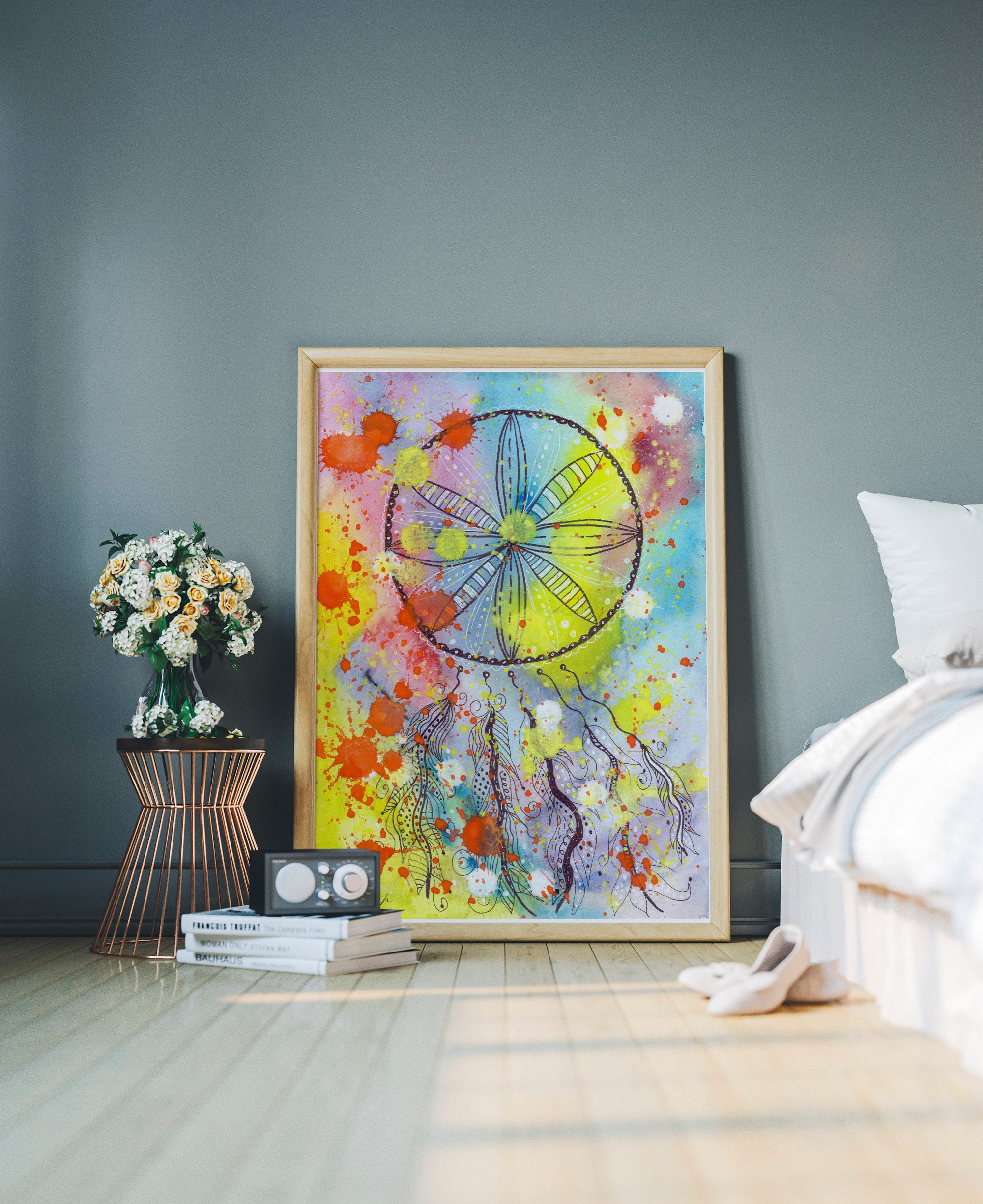 Schlafzimmer-Wand-Kunst über dem Bett original-Gemälde | Etsy