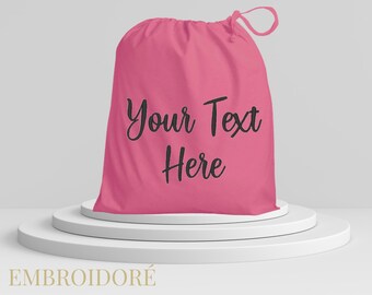 Personalised shoe bag Cotton Drawstring Personalised Pink LARGE  Bag Embroidered Storage Gift Handbag Dust cover bag