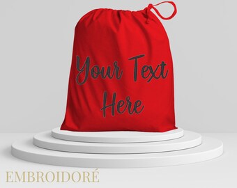 Personalised shoe bag Cotton Drawstring Personalised Red LARGE  Bag Embroidered Storage Gift Handbag Dust cover bag