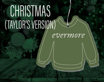 TS Evermore Era Sweatshirt Ornament 1/4" Thick Clear Glass Acrylic w/ Khaki Green Backing