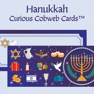 Cartão de teia de aranha de Hanukkah 9,25x4" • Envelope autovedante cinza metálico LUX #10 • Cartão pop-up Cartão 3D