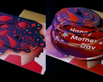 Mother's Day Cobweb Card • Galaxy of Life • 5x7” • Women Empowerment Card • Pop Up Card • Card for Mom, Sister, Girlfriend or Mentor