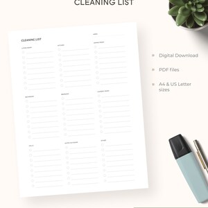 Tidy Up Task List.pdf Printable Cleaning List to Do Digital Download House Cleaning Planner ...