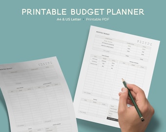 Monthly Printable Budget Finance Planner Page Insert Expense Tracker Paycheck Planner Budget Template PDF US Letter A4 Money Planner