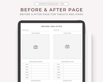 Before and After Progress Tracker, Digital Planner Page for iPad, Fitness, Weight Loss, Transformation Journal, Planner Insert, GoodNotes