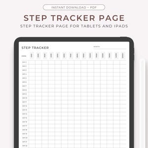 Digitale stappentrackerpagina, stappenteller voor 31 dagen, stappentellersjabloon, maandelijks stappenlogboek, stappendoelenblad, iPad-tablet, GoodNotes, pdf