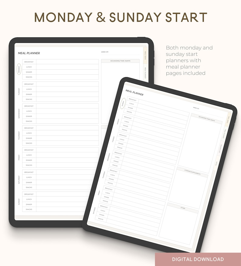 Grocery and Meal Planner, Shopping, List to Do, Digital iPad Tablet ...