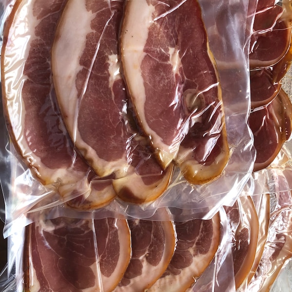 1 lb. Premium Sliced Smoked Country Ham, salted and dry cured