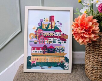 A5 A4 A3 Petworth Art Print, West Sussex, England, Colourful, Travel Print