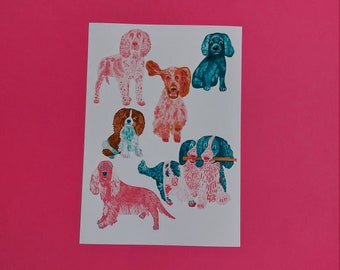 Spaniel Art Print, Colourful Dog Breeds, A5 A4 A3 Sizes (Archival Matte Paper)