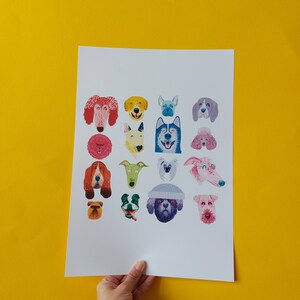 A5 A4 A3 Dog Art Print, Dog Gift, Colourful Art Print, Children's Room Art, Nursery Room Decor, Rainbow Dog, Dog Breed Art