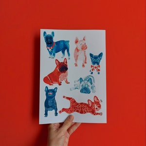 A5 A4 A3 French Bulldog Art, Frenchie, French Bulldog Print, Dog Lover Gift, Bonjour, Dog Art Print, Colourful Art Print