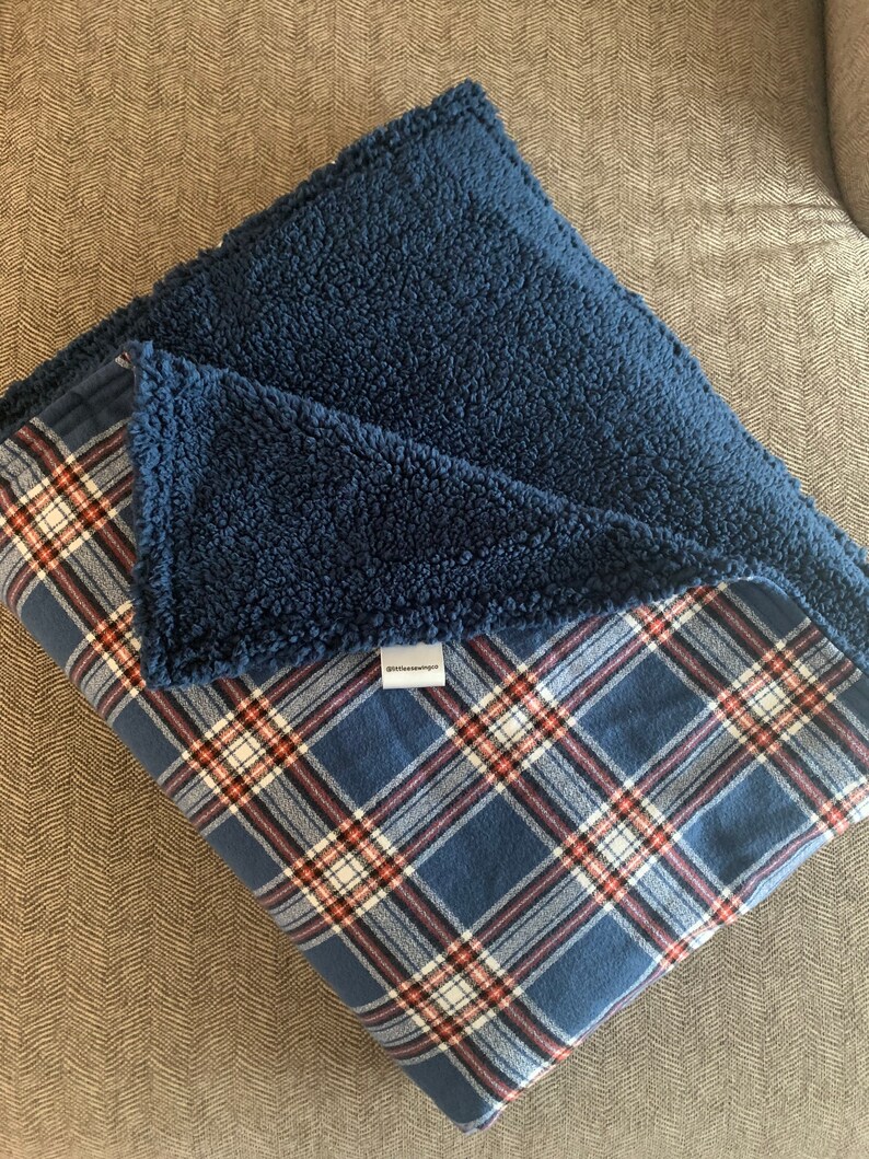 NEW Minky & Flannel Lap Blanket in Navy Patriot Plaid Etsy