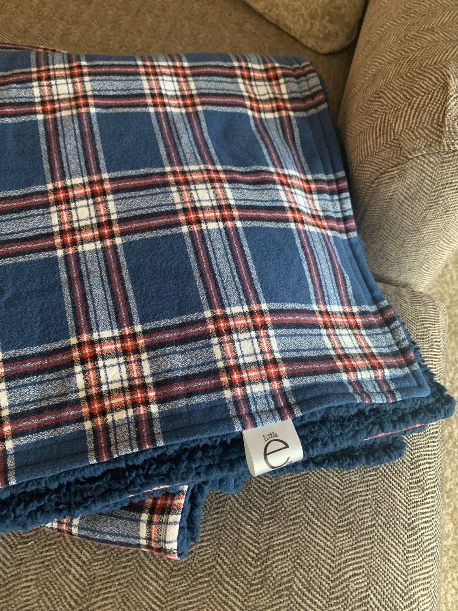 NEW Minky & Flannel Lap Blanket in Navy Patriot Plaid Etsy