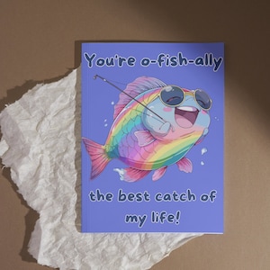 Süße Fisch-Grußkarte, Bunte Fisch-Grußkarte, Geburtstagskarte, Liebeskarte, You're o-fish-ally the best cat of my life