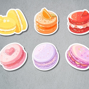 Cute Macaron Sticker, Food Stickers, Glossy Die-Cut Sticker, Decorative Sticker, Journal and Scrapbook Sticker, Macarons, Snack Sticker