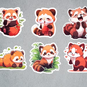 Süße rote Panda-Aufkleber, rote Panda-Aufkleber-Set, Tier-Aufkleber, Panda-Aufkleber, BuJo-Zubehör, Kinder-Aufkleber