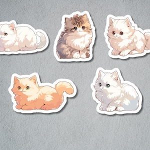Niedliches Katzen-Aufkleber-Set, Aufkleber-Set, Perserkatze, niedlicher entzückender Katzenaufkleber, Journal-Aufkleber, Perserkatzen-Aufkleber, Bullet Journal, BuJo Supply