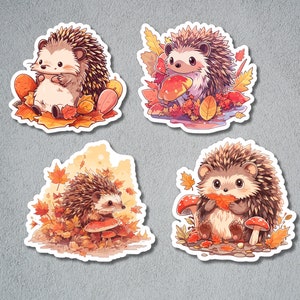 Herbst-Igel-Aufkleber, Herbst-Aufkleber, Herbstblatt-Igel, Igel-Aufkleber-Set, süße Igel-Aufkleber