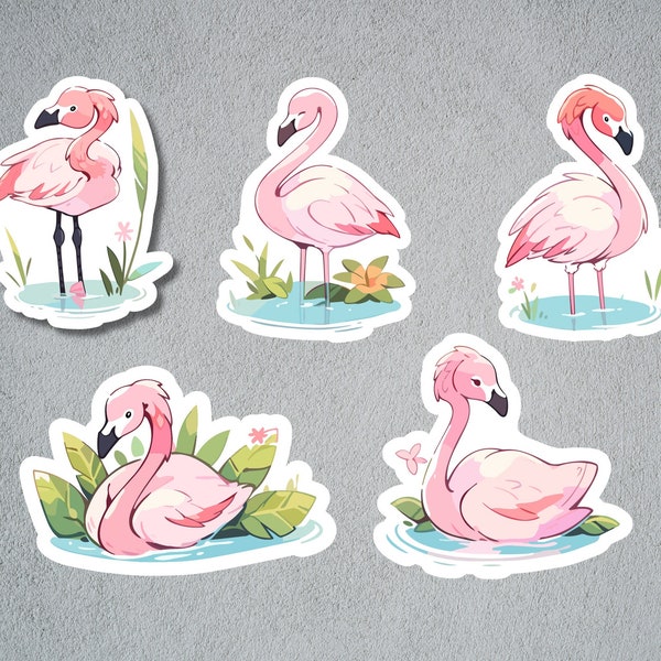 Niedliche Flamingo Aufkleber, Flamingo Aufkleber Set, Tier Aufkleber, Tropisches Tier Aufkleber, BuJo Zubehör, Kinder Aufkleber