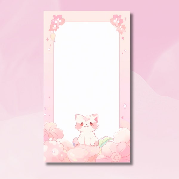 Cute Sakura Cat Notepad, Pale Pink Notepad, Cute Cat Notepad, Cute Sakura Kitten Notepad, Kawaii Sakura Kitten Memopad