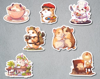 Cute Hamster Stickers, Hamster Sticker Set, Animal Sticker, Pet Animal Sticker, BuJo Supplies, Kids Sticker