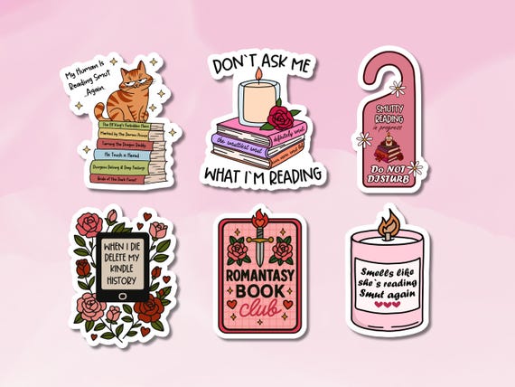 Reading Smut Sticker Set: Romance Books, Matte or Glossy Finish