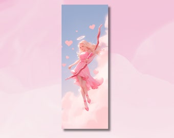 Cute Bookmark, Love Cupid Angel Bookmark, Bookworm Bookmark, Angelic Valentines Day, Pink Angel Bookmark, Booklover Gift