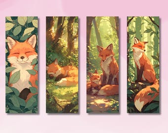 Fox in a Forest Bookmarks, Cute Fox Design, Forest Foxes Bookmarks, Animal Bookmark, Booklover Gift