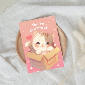 Cartão de felicitações fofo você é perfeito, cartão de felicitações colorido para gatinhos, cartão de aniversário, cartão de amor, você é cartão de felicitações perfeito para gatinhos