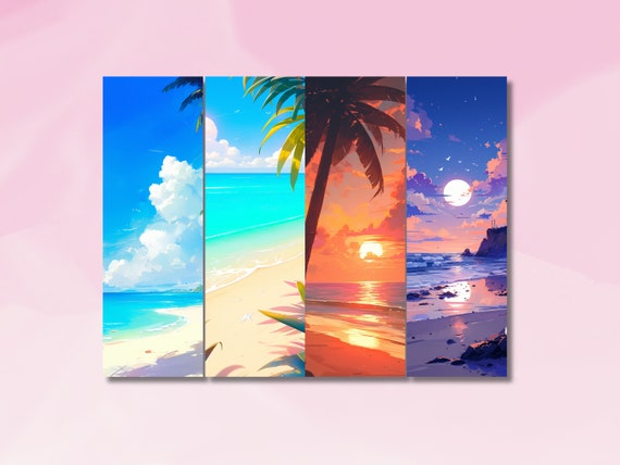 Cute Beach Bookmarks, Beach Design, Summer Design Bookmarks, Summer Bookmark, Sunset Bookmark, Tropical Bookmarks, Booklover Gift