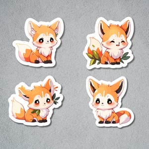 Ensemble d'autocollants renard mignon, ensemble d'autocollants, renard forestier, autocollant renard mignon et adorable, autocollant de journal, renard avec des feuilles, Bullet Journal, BuJo Supply
