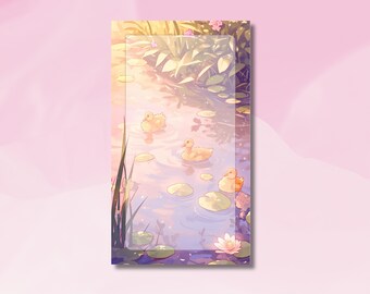 Spring Duck in a Pond Notepad, Cute Duck Memopad, Duck on a pond Notepad, Duck Memopad