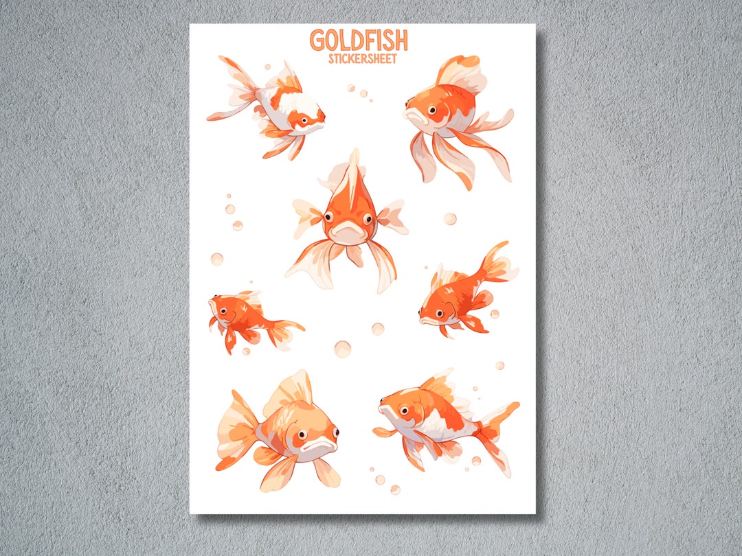 Fat Goldfish Sticker Cute Goldfish Stickersheet, Fish Stickers, Goldfish Stickers, A5 ...