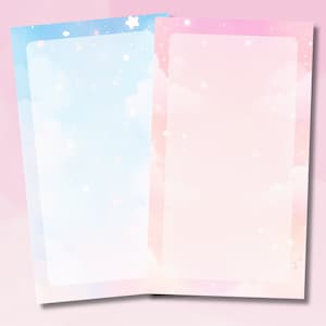 Uroczy pastelowy notatnik z niebem i chmurami, bladoróżowy notatnik, bladoniebieski notatnik, uroczy notatnik z rozgwieżdżonym niebem, kawaii chmura i gwiazdy