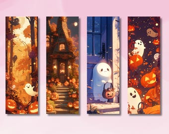 Cute Jack-O-Lantern Bookmarks, Ghost Design, Autumn Design Bookmarks, Halloween Bookmark, Ghostie Bookmarks, Booklover Gift