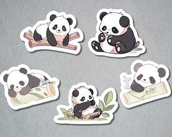 Cute Pandas Stickers, Panda Sticker Set, Animal Sticker, Cute Animal Sticker, BuJo Supplies, Kids Sticker