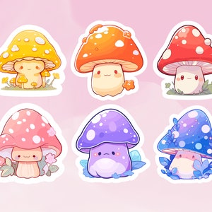 50Pcs/Set Kawaii Anime Mushroom Stickers Suitable For Laptops PC