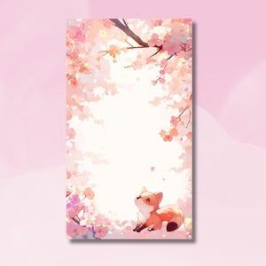 Handmade Peeking Fox Notepad: Cherry Blossom Stationery